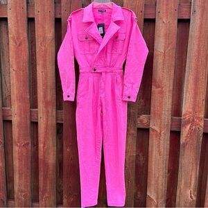 Fashion Nova Vivid Pink Utility Jumpsuit Size XS